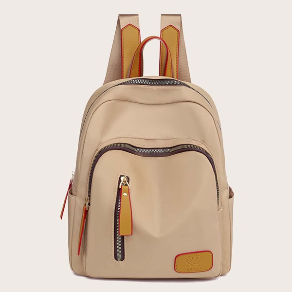 

Minimalist Patch Decor Backpack, Khaki