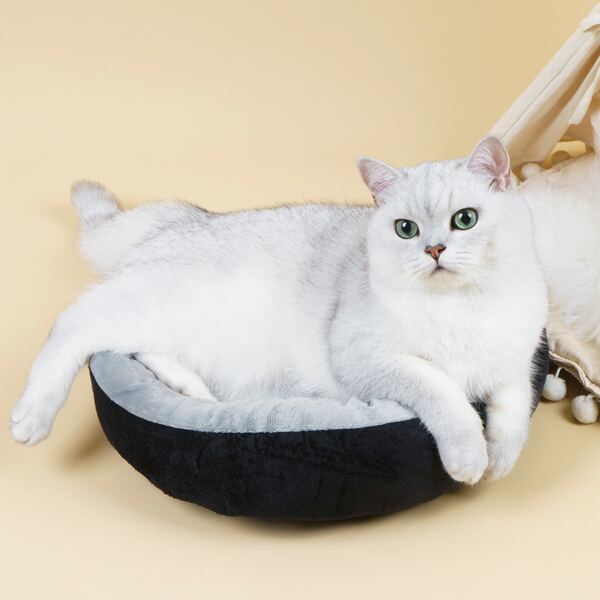 

1pc Round Pet Bed, Grey