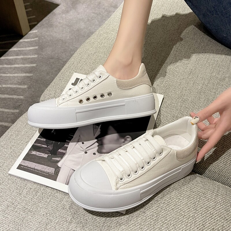 

Lace Up Front Canvas Shoes, Beige