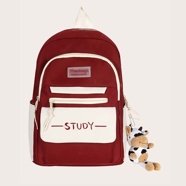 

Two Tone Large Capacity Backpack, Red