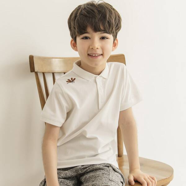 

Boys Dragonfly Embroidery Polo Shirt, White