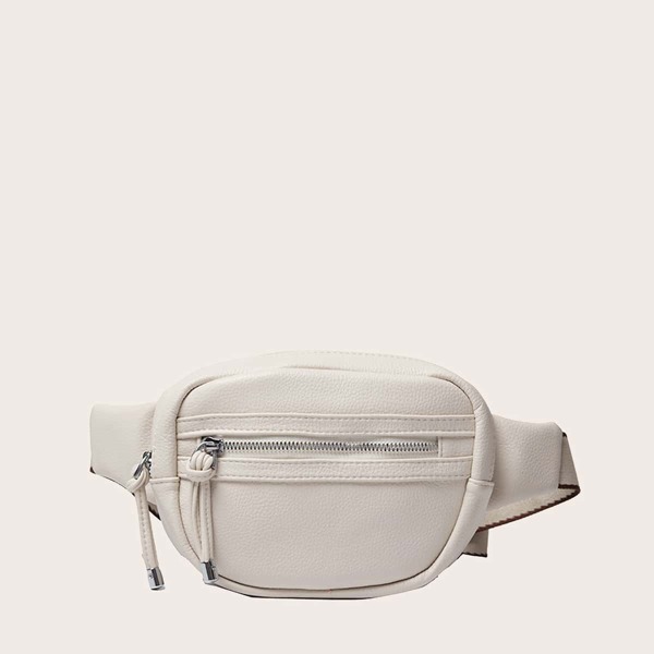 

Minimalist Double Pocket Fanny Pack, Beige