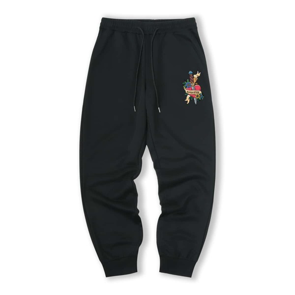 

Guys Heart & Letter Graphic Sweatpants, Black