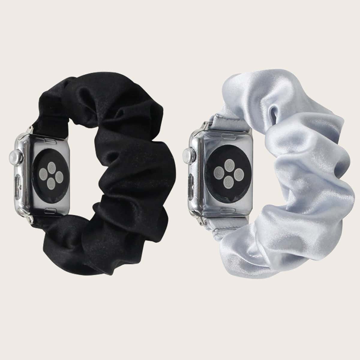 

2pcs Scrunchie Design Watchband For iWatch, Multicolor