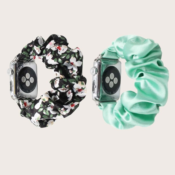 

2pcs Scrunchie Design Watchband For iWatch, Multicolor