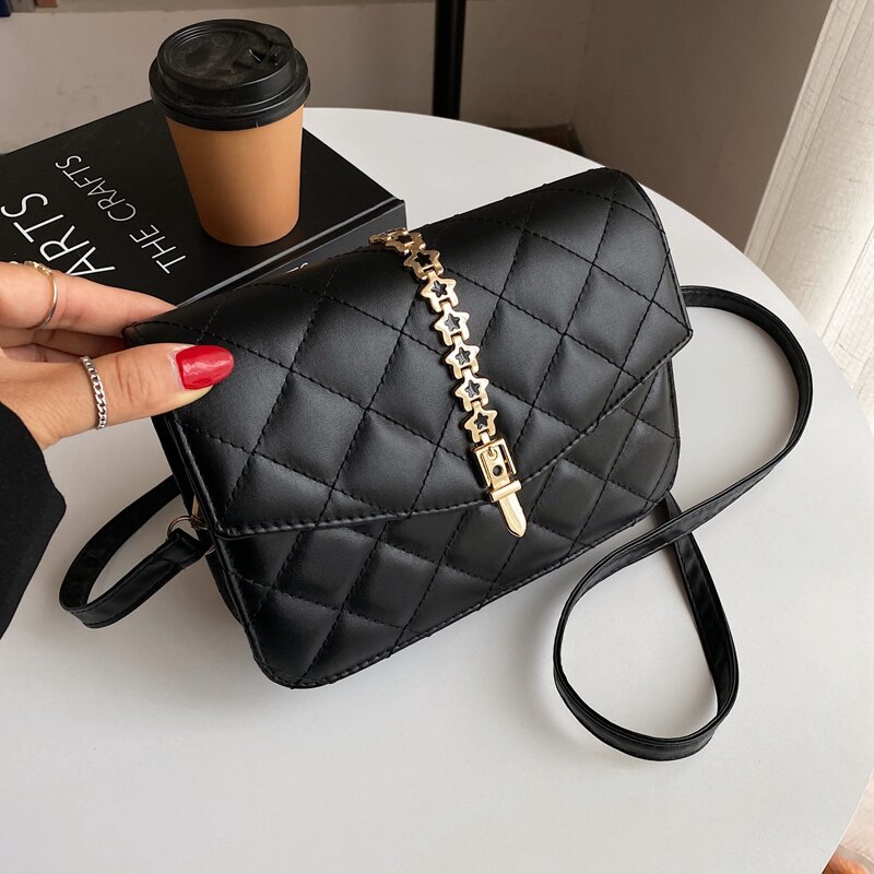 

Quilted Flap Crossbody Bag, Black