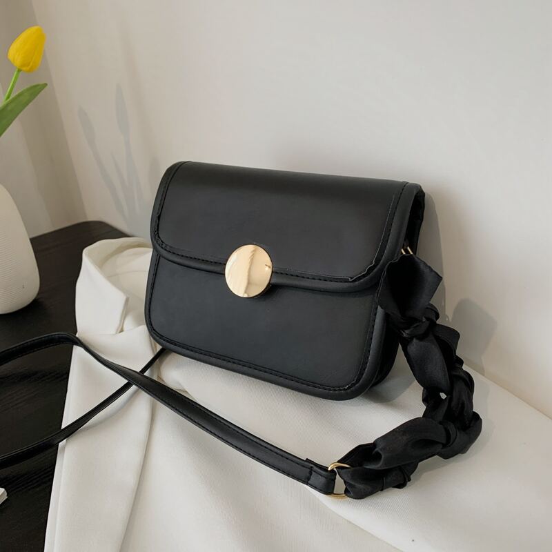 

Twilly Scarf Decor Crossbody Bag, Black