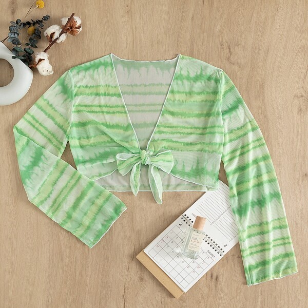 

Tie Dye Knot Front Kimono, Multicolor