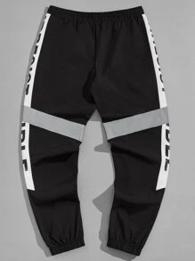 Manfinity Hombres Pantalones con estampado de letra de color combinado - Multicolor - Ver 2