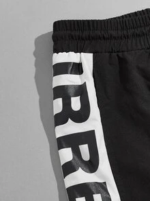Manfinity Hombres Pantalones con estampado de letra de color combinado - Multicolor - Ver 3
