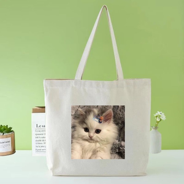 

Cat Graphic Shopper Bag, Beige