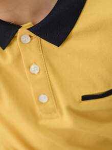 CUNYI 男孩拼接邊POLO衫 - 黃色 - 查看 3