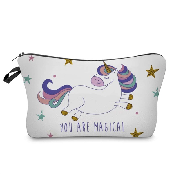 

Cartoon Unicorn Zipper Makeup Bag, Multicolor