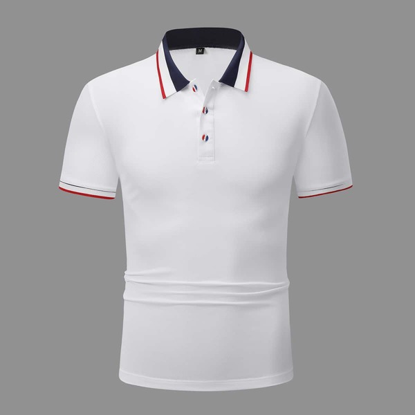 

Men Contrast Binding Polo Shirt, White