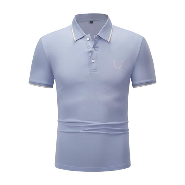 

Men Graphic Print Polo Shirt, Dusty blue