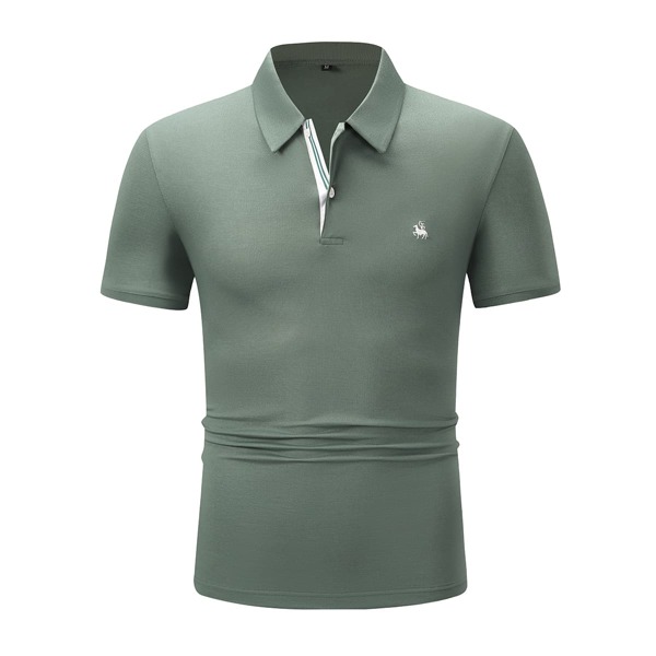 

Men Horse Embroidery Polo Shirt, Green