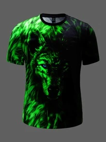 Manfinity VCAY 男士狼印花T恤 - 彩色 - 查看 3