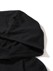 Manfinity Men Slogan And Figure Graphic Hoodie - Black - View 3