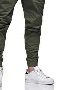 Manfinity Homme 男士腰部抽繩蘿蔔褲 - 軍綠色 - 查看 3