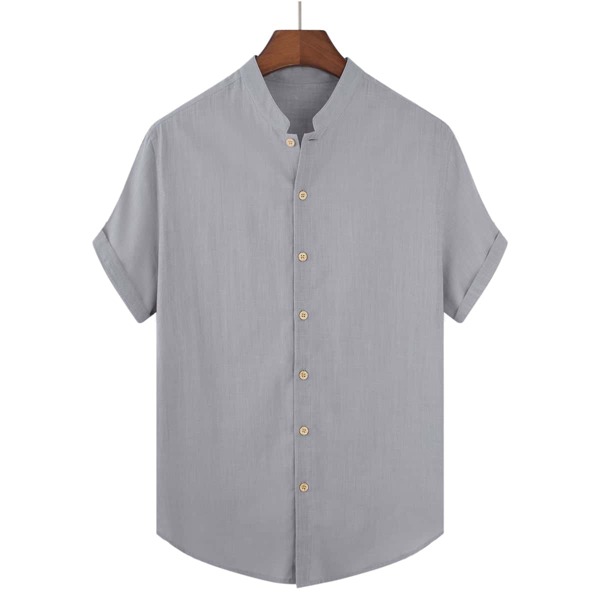 

Men Solid Button Up Shirt, Grey
