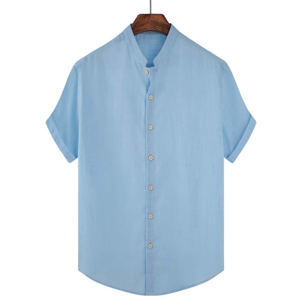 

Men Solid Button Up Shirt, Baby blue