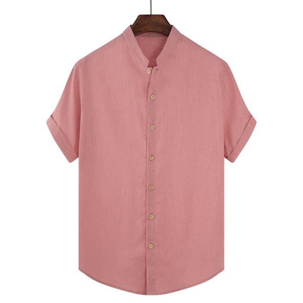 

Men Solid Button Up Shirt, Pink