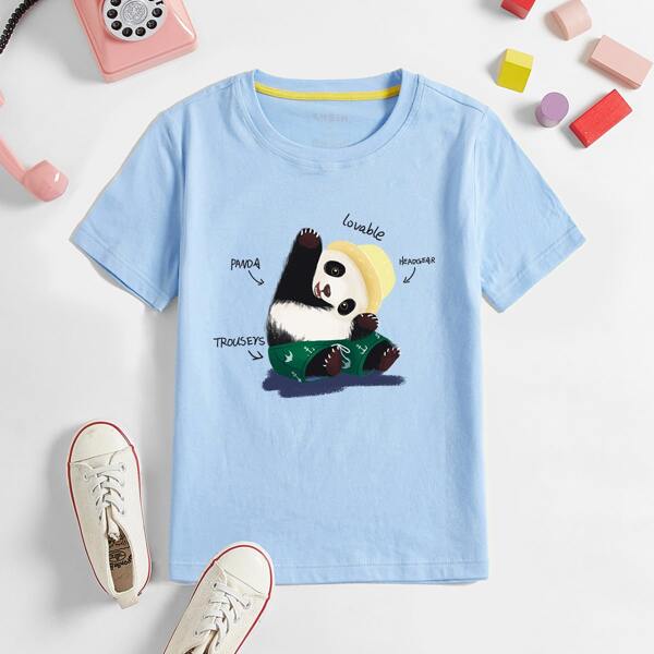 

Toddler Boys Cartoon & Letter Graphic Tee, Baby blue