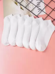 兒童6雙素色襪子 - 白色 - 查看 1