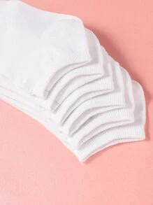 兒童6雙素色襪子 - 白色 - 查看 2