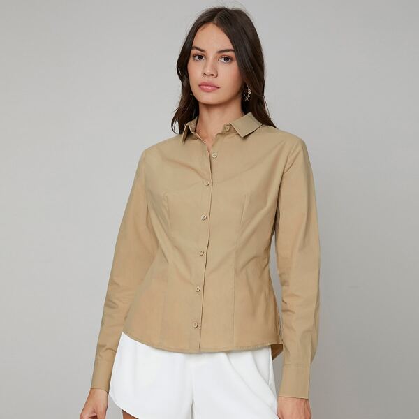 

Button Through High Low Blouse, Khaki