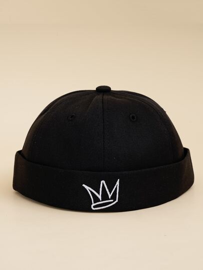 قبعة صبي أخبار مطرزة بإكليل للرجال قطعة واحدة، قبعة شارع عصرية للجنسين بدون حافة للخريف والربيع