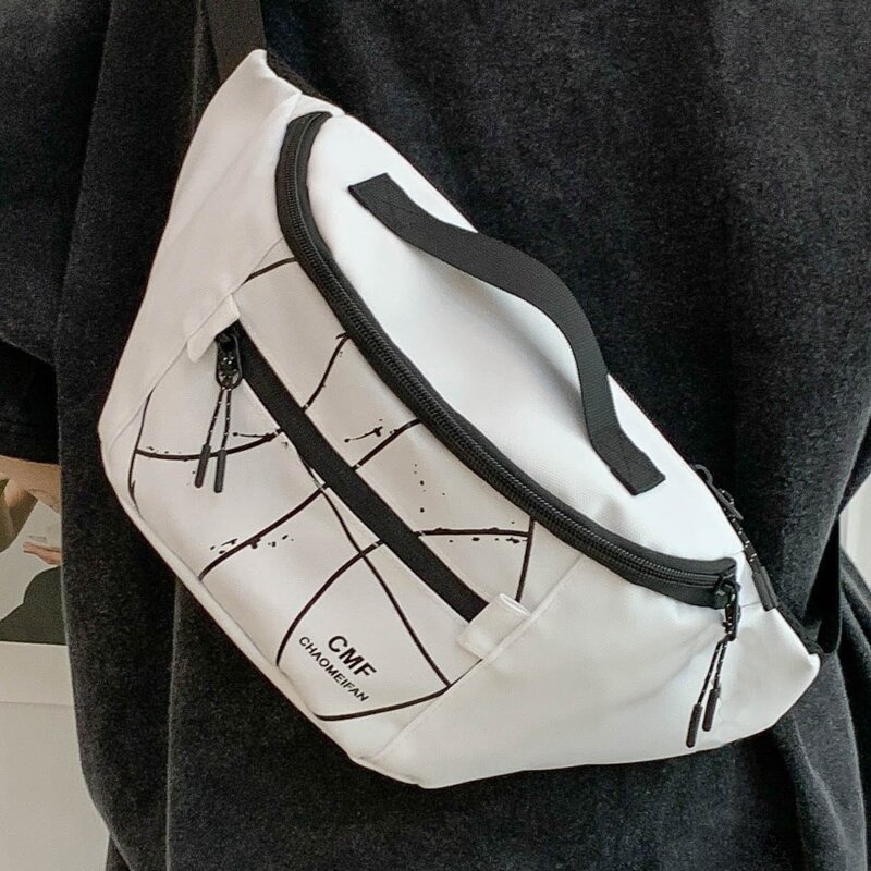 

Guys Basketball Pattern Fanny Pack, White