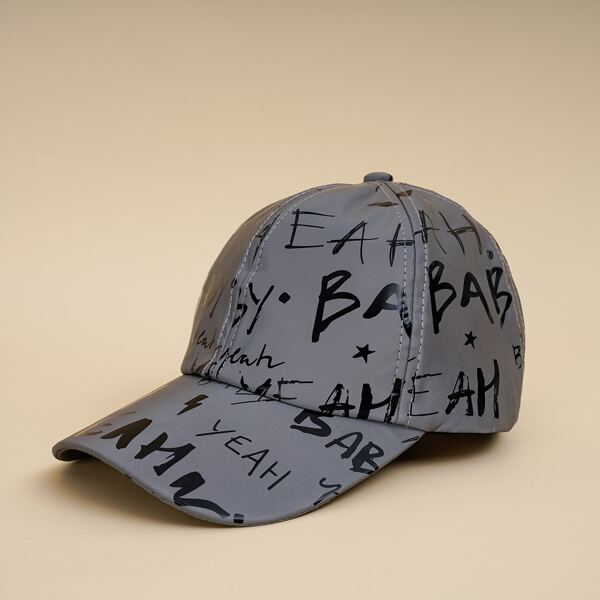 

Men Letter Graphic Baseball Cap, Black