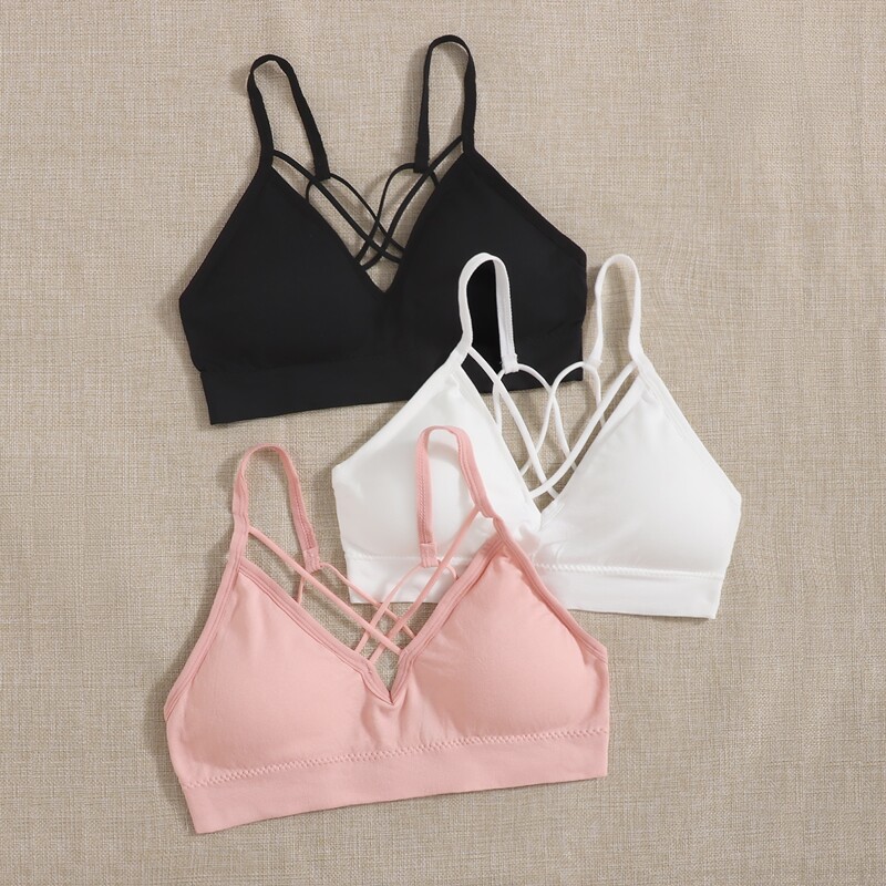 

3pack Simple Wireless Bra Set, Multicolor