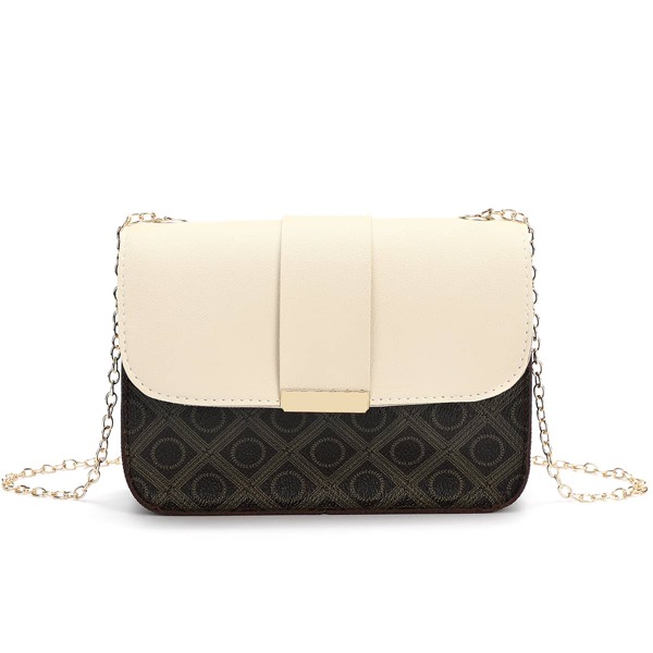 

Two Tone Flap Chain Crossbody Bag, Black and white