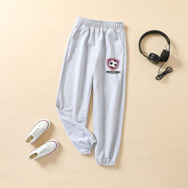 

Boys Football & Letter Graphic Sweatpants, Light grey