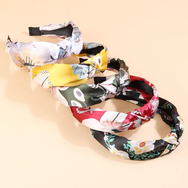 

5pcs Toddler Girls Flower Print Headband, Multicolor