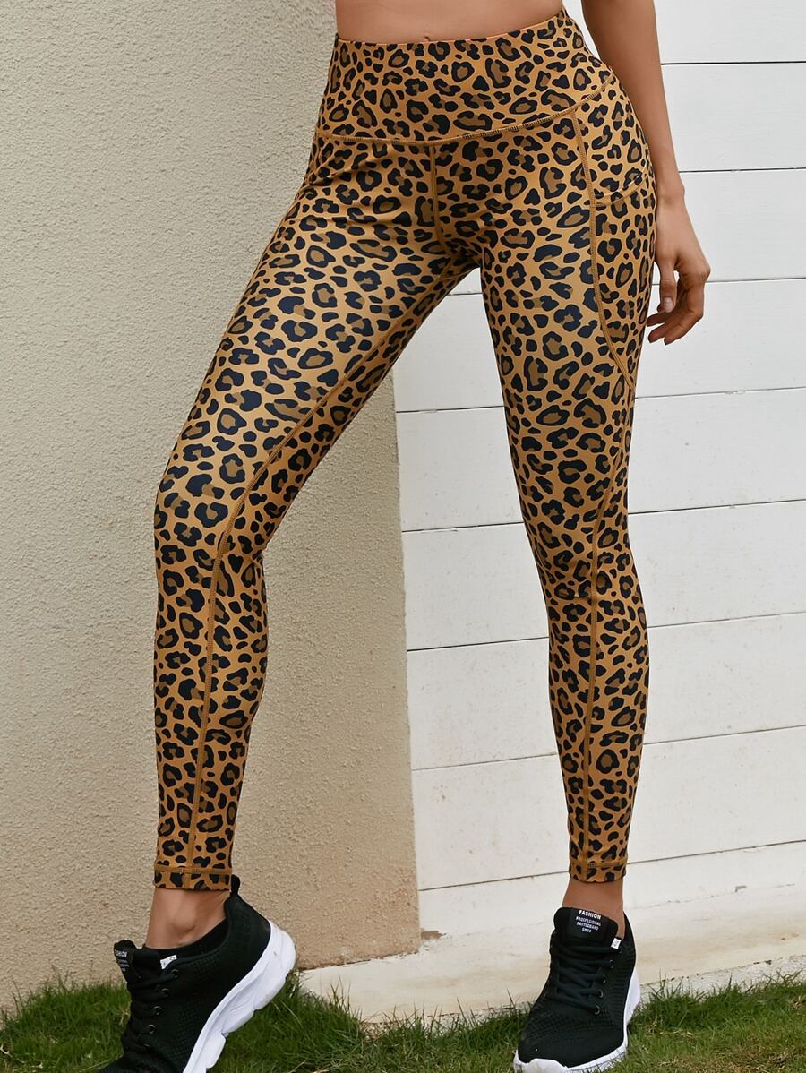 VUTRU Leopard Wide Band Waist Sports Leggings Colanti - Multicolor - View 1