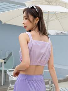 DAZY Drawstring Front Crop Cami Top,Boho Tops
