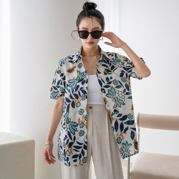 

Allover Plants Print Blouse, Multicolor
