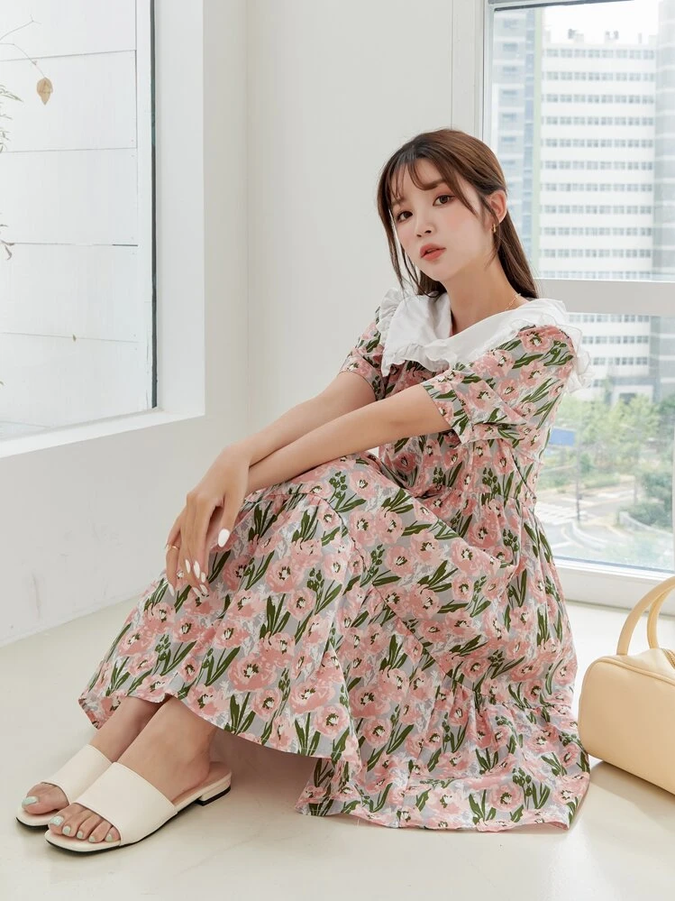 SHEIN】花柄 ワンピース もろう