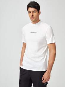 GENTILAND Men Letter Graphic Tee - White - View 1