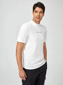 GENTILAND Men Letter Graphic Tee - White - View 4