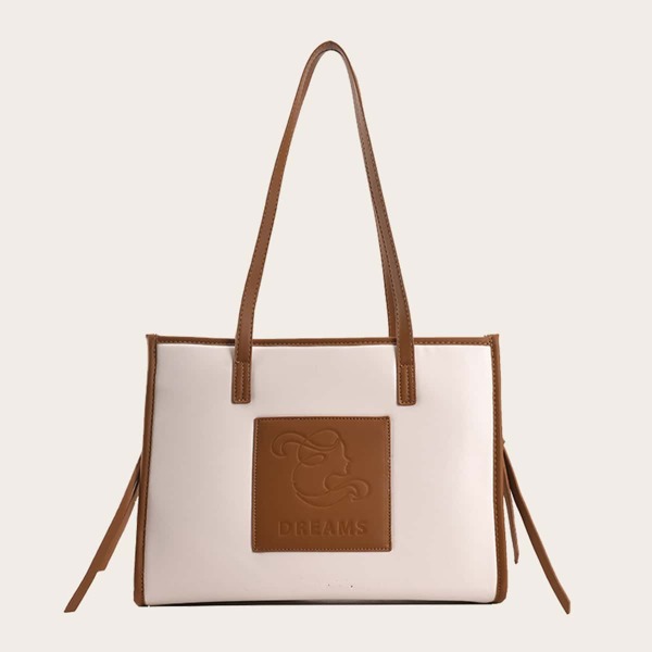 

Contrast Binding Tote Bag, Brown