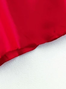 SilkySpell Satin Cami Top With Shorts PJ Set / Pajama Set - Red - View 5