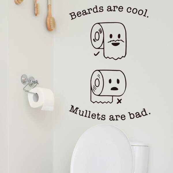 

1sheet Cartoon Print Wall Sticker, Black