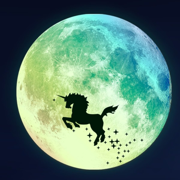 

1set Unicorn & Moon Print Glow Sticker, Multicolor