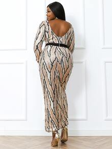 seomiscky Vestido con lentejuela de muslo con abertura - Multicolor - Ver 2