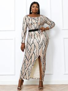 seomiscky Vestido con lentejuela de muslo con abertura - Multicolor - Ver 5