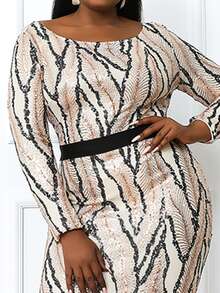 seomiscky Vestido con lentejuela de muslo con abertura - Multicolor - Ver 6